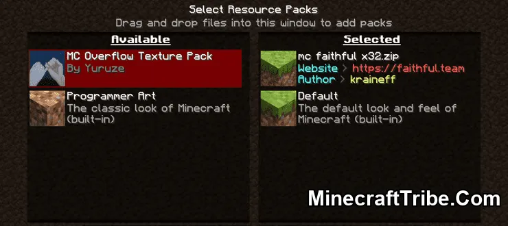 Minecraft Texture Pack Screen