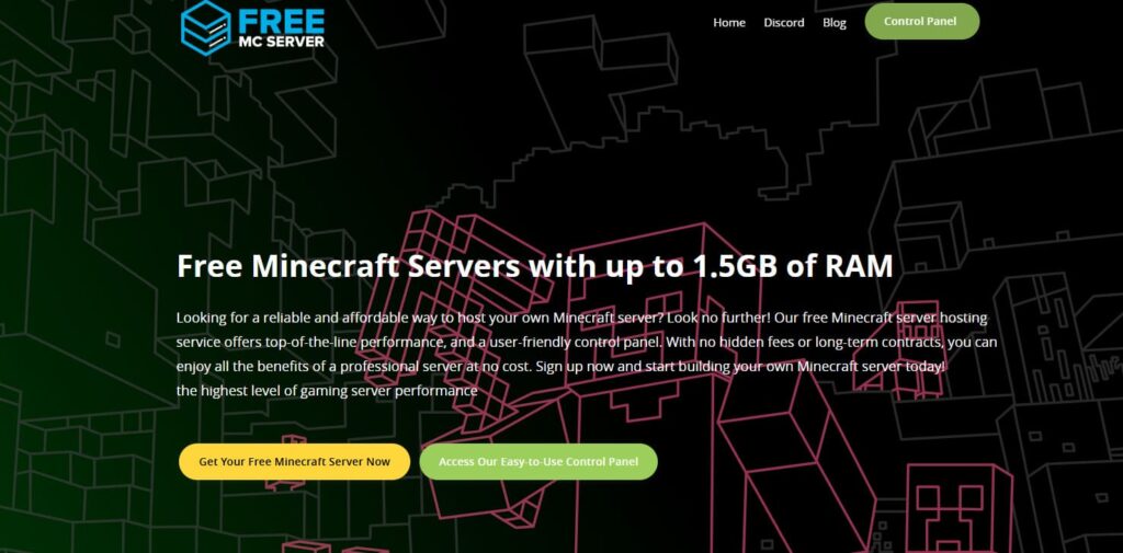 FreeMcServer offers quick and straightforward Minecraft hosting