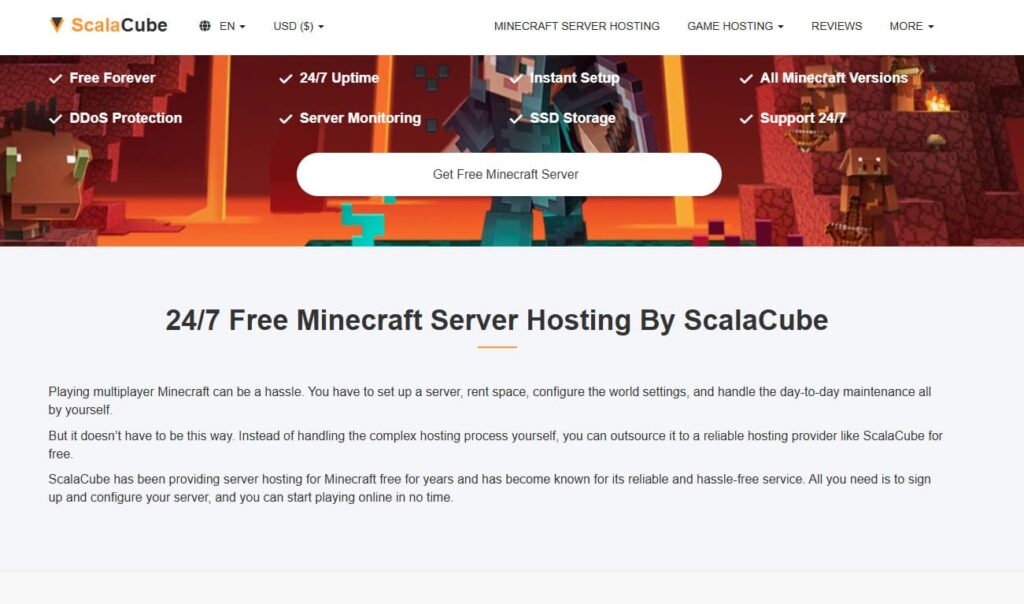 ScalaCube is primarily a premium host, but they also offer a limited free plan