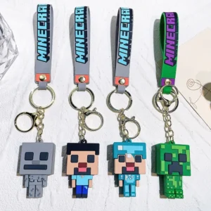 Minecraft Keychain Figures – Cute Pixel Silicone Pendants for Bags & Gifts