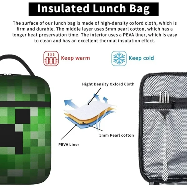 Pixel Game Insulated Lunch Bag – High‑Capacity, Reusable, Portable - Image 6